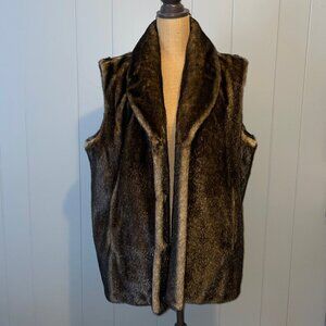 Terry Lewis Cassic Luxuries Faux Fur Vest - Dark Brown Size 1X